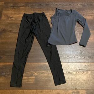 Bal Togs Gray Dance Top and Theatricals Black Dance Leggings Girls Medium